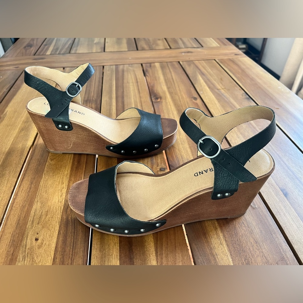 Lucky Brand Black Wedge Sandles - Size 8
